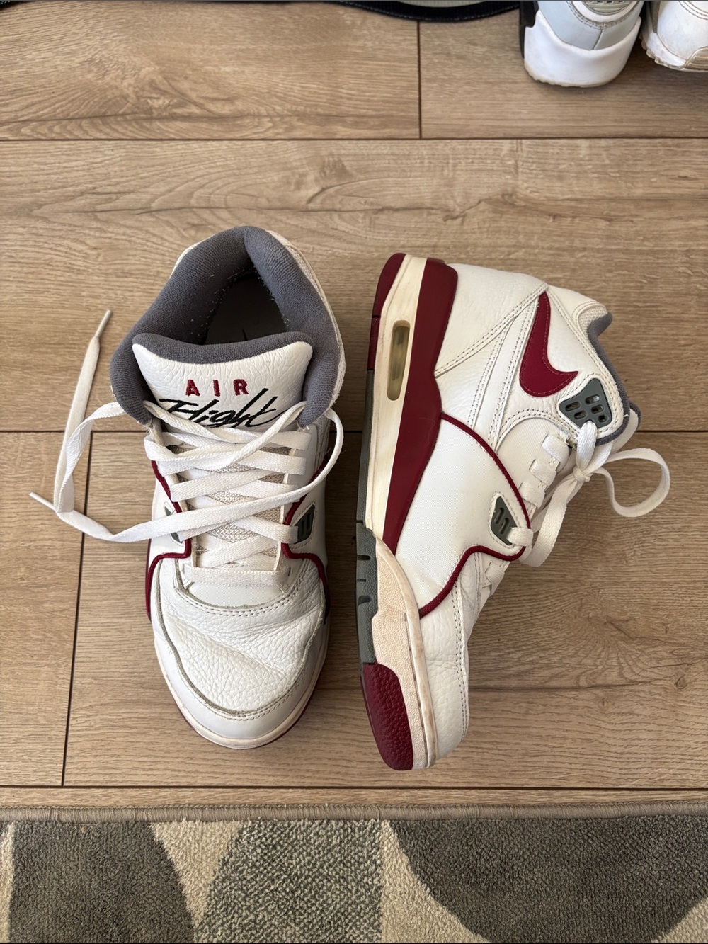 Nike White and Red Retro Basketball Sneakers